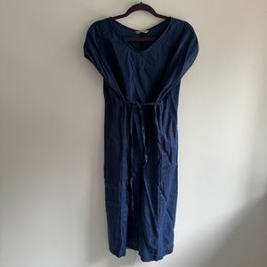 Fog Linen Shift Dress | Navy Blue | One Size